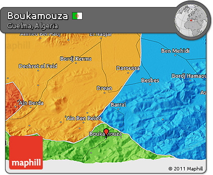 Political 3D Map of Boukamouza