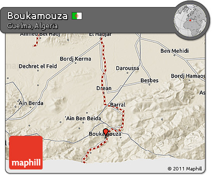 Shaded Relief 3D Map of Boukamouza