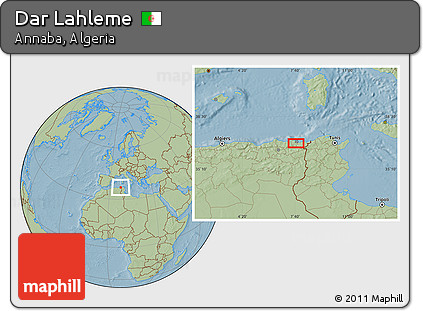 Savanna Style Location Map of Dar Lahleme, hill shading