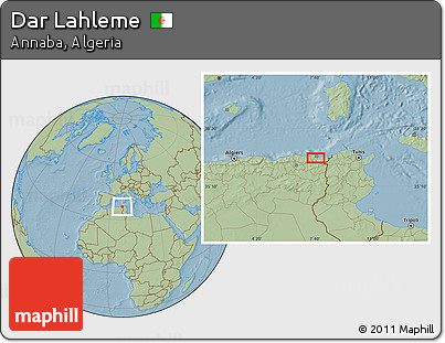 Savanna Style Location Map of Dar Lahleme, hill shading