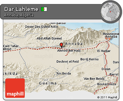 Shaded Relief Panoramic Map of Dar Lahleme