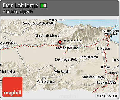 Shaded Relief Panoramic Map of Dar Lahleme