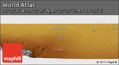 Physical Panoramic Map of the Area around 36° 47' 25" N, 80° 49' 29" E