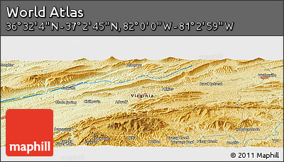 Physical Panoramic Map of the Area around 36° 47' 25" N, 81° 31' 30" W