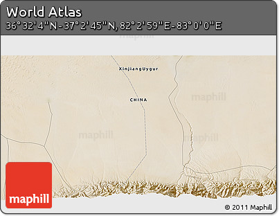 Satellite 3D Map of the Area around 36° 47' 25" N, 82° 31' 30" E