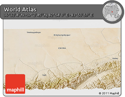 Satellite 3D Map of the Area around 36° 47' 25" N, 83° 22' 30" E
