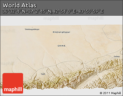 Satellite 3D Map of the Area around 36° 47' 25" N, 83° 22' 30" E