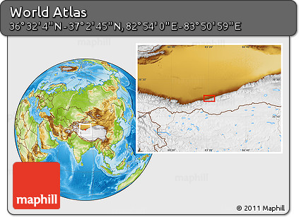 Physical Location Map of the Area around 36° 47' 25" N, 83° 22' 30" E