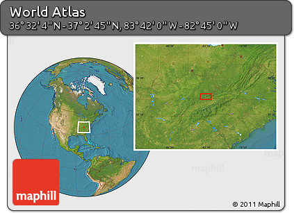 Satellite Location Map of the Area around 36° 47' 25" N, 83° 13' 29" W