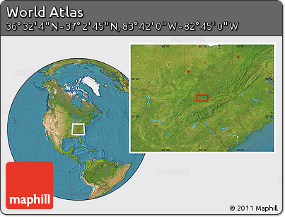 Satellite Location Map of the Area around 36° 47' 25" N, 83° 13' 29" W