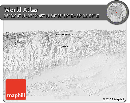 Physical 3D Map of the Area around 36° 47' 25" N, 85° 4' 29" E