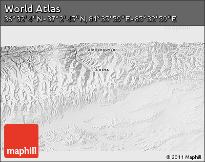Physical 3D Map of the Area around 36° 47' 25" N, 85° 4' 29" E
