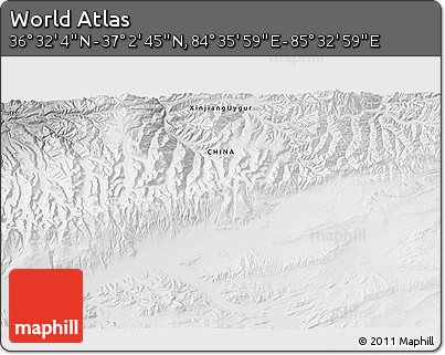 Physical 3D Map of the Area around 36° 47' 25" N, 85° 4' 29" E