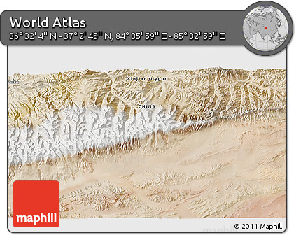 Satellite 3D Map of the Area around 36° 47' 25" N, 85° 4' 29" E