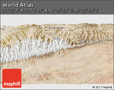 Satellite 3D Map of the Area around 36° 47' 25" N, 85° 4' 29" E