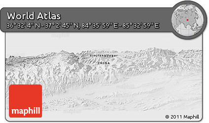 Physical Panoramic Map of the Area around 36° 47' 25" N, 85° 4' 29" E
