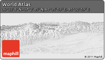 Physical Panoramic Map of the Area around 36° 47' 25" N, 85° 4' 29" E
