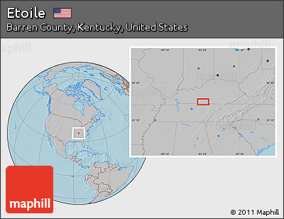 Gray Location Map of Etoile, hill shading