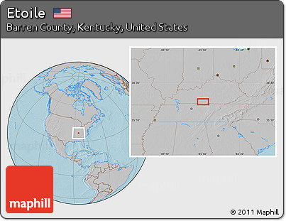 Gray Location Map of Etoile, hill shading