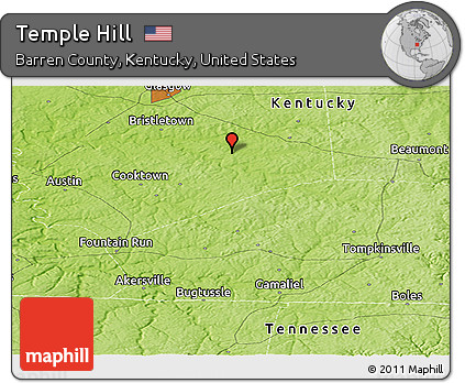 Physical Panoramic Map of Temple Hill