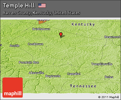 Physical Panoramic Map of Temple Hill
