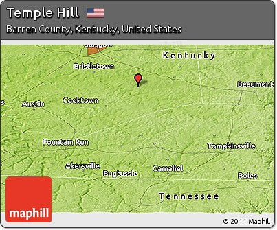 Physical Panoramic Map of Temple Hill