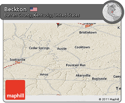 Shaded Relief Panoramic Map of Beckton