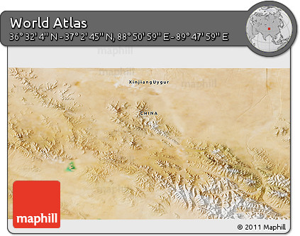 Satellite 3D Map of the Area around 36° 47' 25" N, 89° 19' 29" E