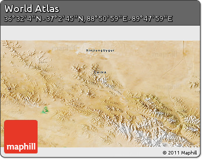 Satellite 3D Map of the Area around 36° 47' 25" N, 89° 19' 29" E