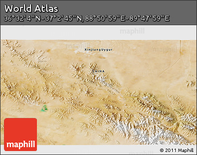 Satellite 3D Map of the Area around 36° 47' 25" N, 89° 19' 29" E