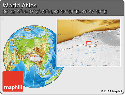 Physical Location Map of the Area around 36° 47' 25" N, 89° 19' 29" E