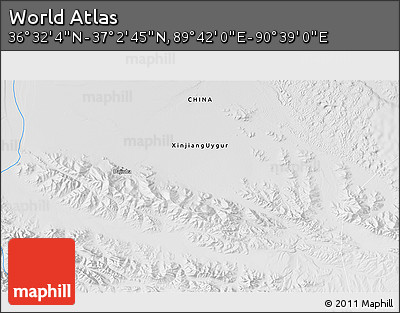 Physical 3D Map of the Area around 36° 47' 25" N, 90° 10' 30" E