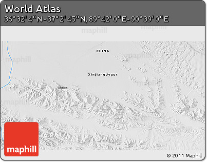 Physical 3D Map of the Area around 36° 47' 25" N, 90° 10' 30" E