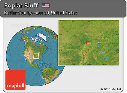 Satellite Location Map of Poplar Bluff