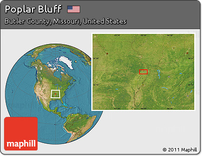 Satellite Location Map of Poplar Bluff