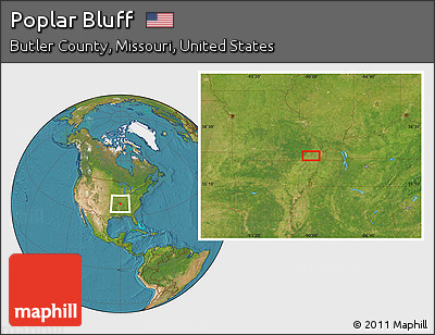 Satellite Location Map of Poplar Bluff
