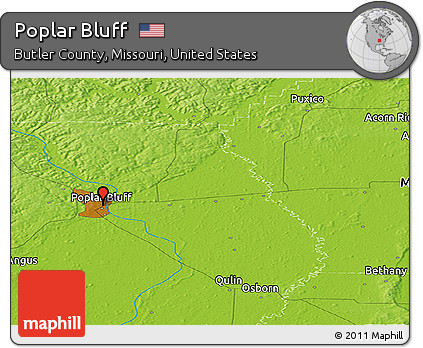 Physical Panoramic Map of Poplar Bluff