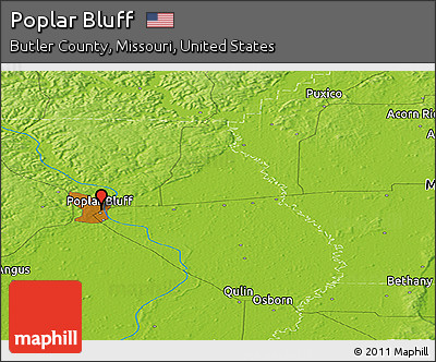 Physical Panoramic Map of Poplar Bluff