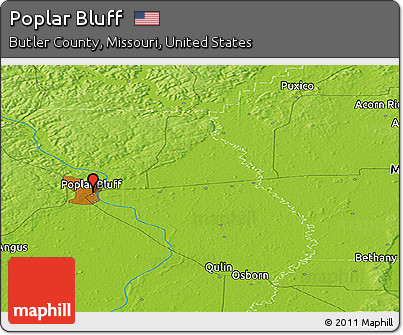 Physical Panoramic Map of Poplar Bluff