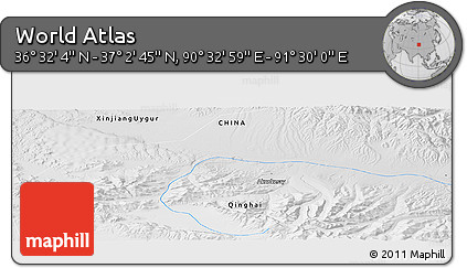 Physical Panoramic Map of the Area around 36° 47' 25" N, 91° 1' 30" E