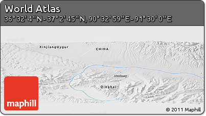 Physical Panoramic Map of the Area around 36° 47' 25" N, 91° 1' 30" E