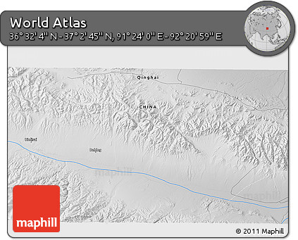 Physical 3D Map of the Area around 36° 47' 25" N, 91° 52' 30" E