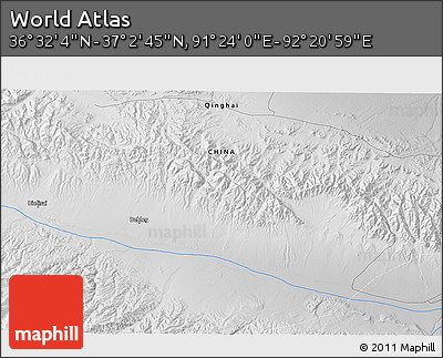 Physical 3D Map of the Area around 36° 47' 25" N, 91° 52' 30" E