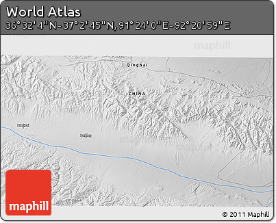 Physical 3D Map of the Area around 36° 47' 25" N, 91° 52' 30" E