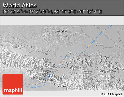 Physical 3D Map of the Area around 36° 47' 25" N, 92° 43' 29" E
