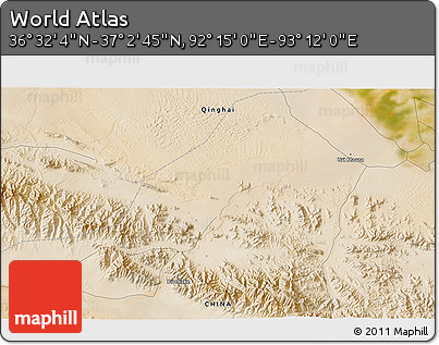 Satellite 3D Map of the Area around 36° 47' 25" N, 92° 43' 29" E