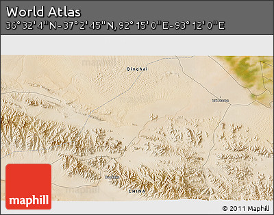 Satellite 3D Map of the Area around 36° 47' 25" N, 92° 43' 29" E