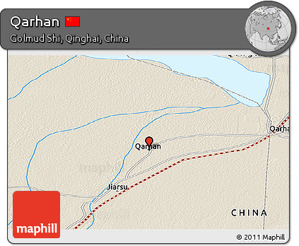 Shaded Relief Panoramic Map of Qarhan