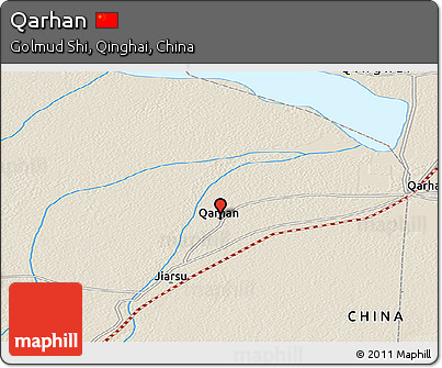 Shaded Relief Panoramic Map of Qarhan