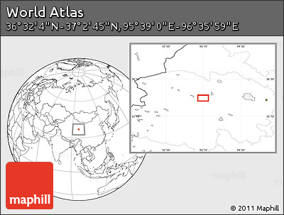 Blank Location Map of the Area around 36° 47' 25" N, 96° 7' 30" E